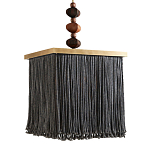 Люстра квадратная с бахромой и подвесом из деревянных бусин Psyche варинант исполнения - 2 | Loft Concept в Брянске