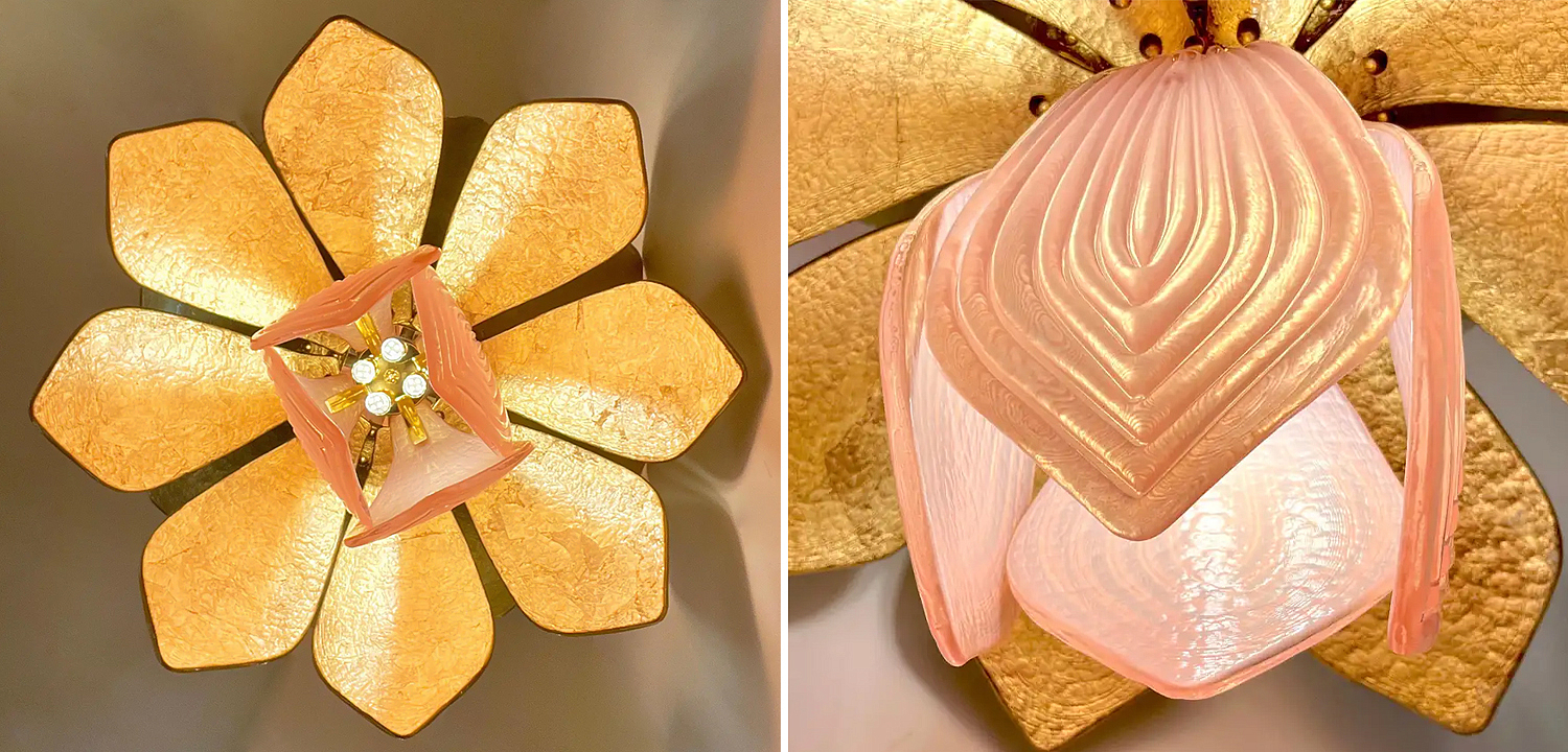 Люстра Contemporary Italian Brass Pink Gold Leaf Murano Glass Flower Chandelier Pendant Люстра Contemporary Italian Brass Pink Gold Leaf Murano Glass Flower Chandelier Pendant - Loft-Concept в Брянске