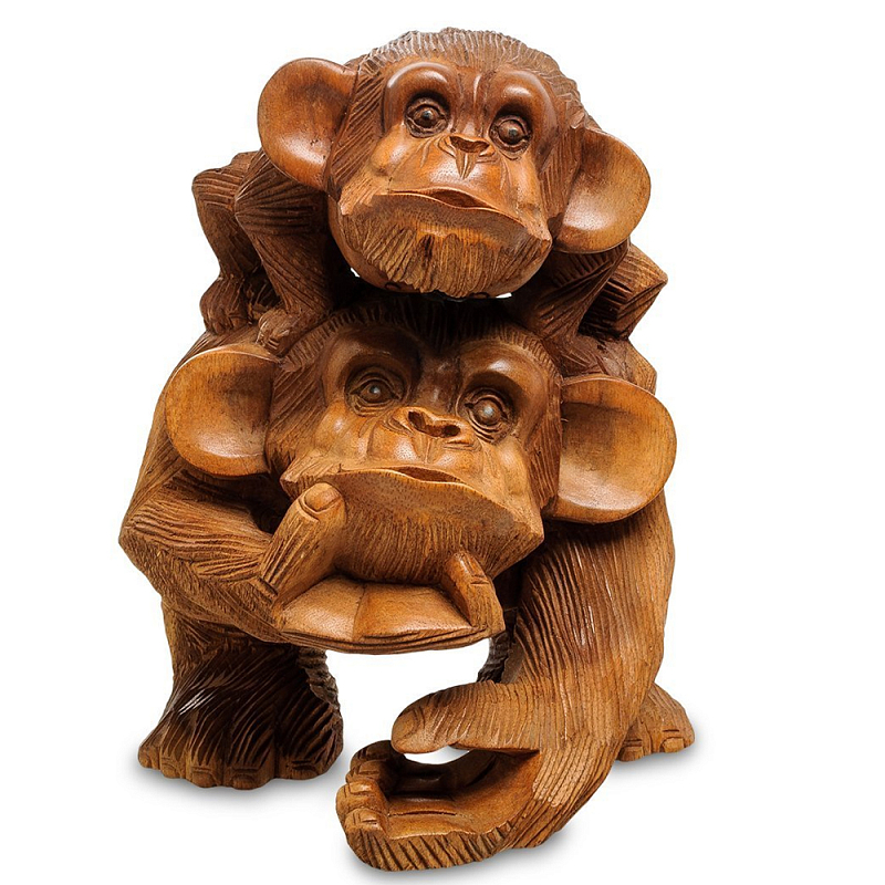 Статуэтка из дерева суар в виде обезьяны с детёнышем Mama Monkey Коричневый Статуэтка из дерева суар в виде обезьяны с детёнышем Mama Monkey Коричневый в Брянске | Loft Concept