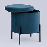 Синий пуф на черных ножках SANJAY варинант исполнения - 2 | Loft Concept в Брянске
