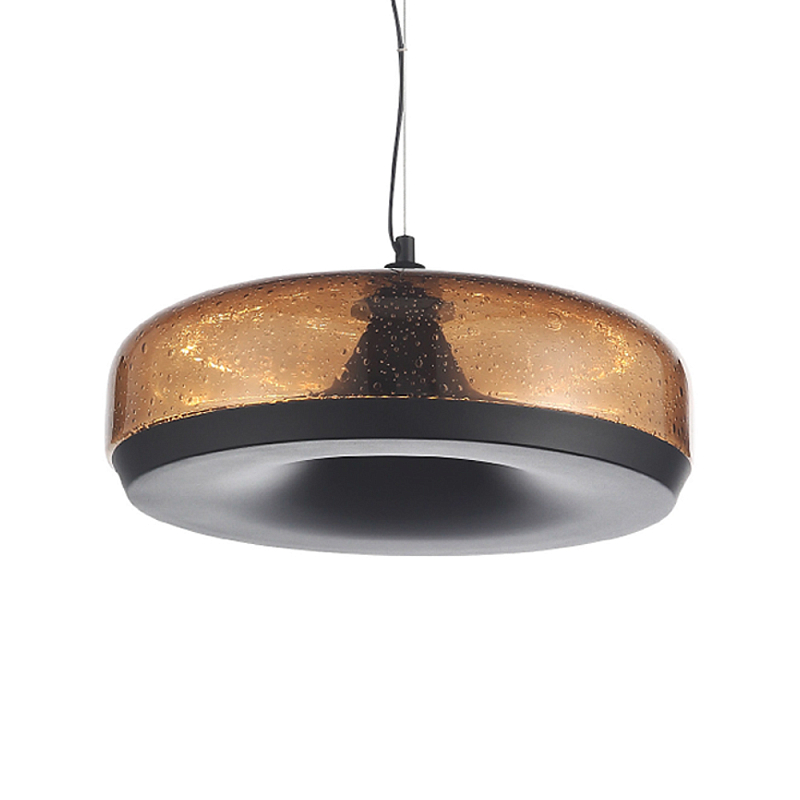 Подвесной светильник с стеклянным плафоном LED 42W 3000K Glass Textured Lampshade Черный Коричневый в Брянске | Loft Concept 