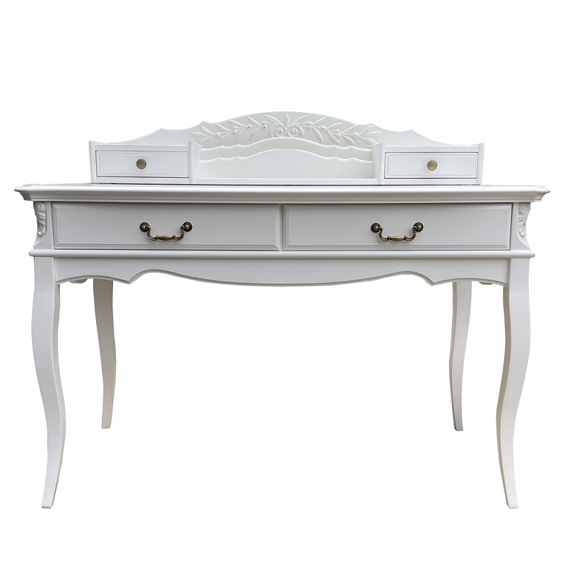 Стол-бюро белого цвета из массива бука с 4-мя ящиками White Provence Белый Стол-бюро белого цвета из массива бука с 4-мя ящиками White Provence Белый в Брянске | Loft Concept