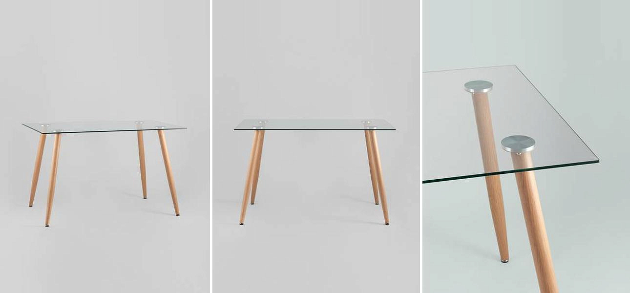 Стол обеденный Wood and Glass Стеклянная столешница Стол обеденный Wood and Glass Стеклянная столешница - Loft-Concept в Брянске