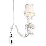 Подвесной светильник с белым текстильным абажуром и изогнутым хрустальным основанием с подвесками Lustre Reverie варинант исполнения - 4 | Loft Concept в Брянске