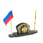 Визитница настольная с гербом и флагом России из природного камня змеевик Successful Leader варинант исполнения - 2 | Loft Concept в Брянске