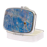 Таблетница карманная прямоугольная на 2 отделения с зеркалом и накладкой из натурального камня Лазурит Silver Stone Pillboxes варинант исполнения - 2 | Loft Concept в Брянске