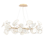 Люстра круглая с белыми лепестками из керамики и прозрачными хрустальными цветками Диаметр 82 см Wintery flovers варинант исполнения - 2 | Loft Concept в Брянске
