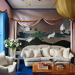 Обои ручная роспись Tsuro Cranes Original colourway on Tarnished Silver gilded paper варинант исполнения - 1 | Loft Concept в Брянске