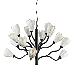 Люстра подвесная черного цвета с ветвями и белыми фарфоровыми цветами Floralis варинант исполнения - 1 | Loft Concept в Брянске