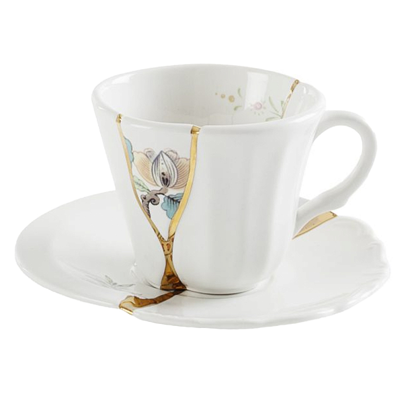 Кофейная пара Seletti Kintsugi 2 Белый Золотой Мульти Кофейная пара Seletti Kintsugi 2 Белый Золотой Мульти в Брянске | Loft Concept