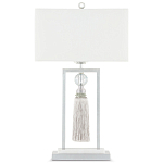 Настольная лампа с прямоугольным тканевым абажуром на белом мраморном основании Silver Threads варинант исполнения - 3 | Loft Concept в Брянске