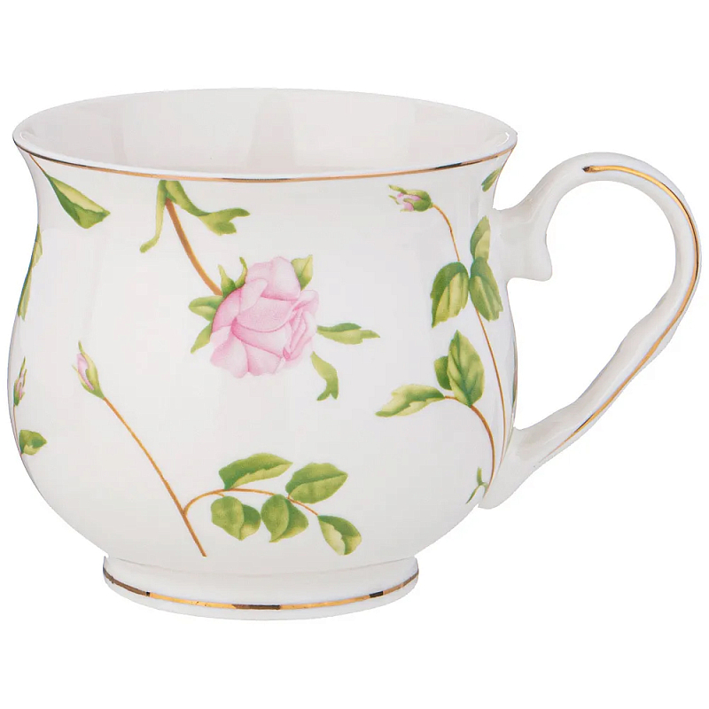 Кружка фарфоровая белая с цветочным принтом 480 мл Flower Porcelain Collection Белый Мульти Кружка фарфоровая белая с цветочным принтом 480 мл Flower Porcelain Collection Белый Мульти в Брянске | Loft Concept