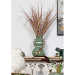 Ваза зеленого цвета из фарфора с бронзовыми ручками в виде драконов и рельефным цветочным декором Eden Garden porcelain and bronze варинант исполнения - 7 | Loft Concept в Брянске