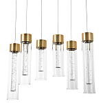 Люстра c 6-ю стеклянными плафонами золото Sparkling Bubbles Tube Gold Hanging Lamp варинант исполнения - 2 | Loft Concept в Брянске