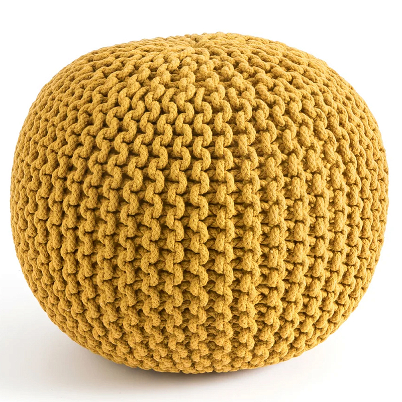 Круглый вязаный пуф Yellow Knitted Ball Pouf Желтый в Брянске | Loft Concept 