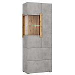Шкаф-витрина двухдверная с фасадом цвета серый бетон Grace of Furniture варинант исполнения - 2 | Loft Concept в Брянске