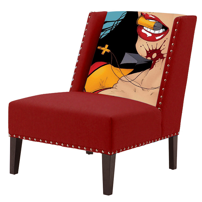 FUN Armchair "Super woman" Red Дизайнерское кресло с цветным принтом Бургундский красный FUN Armchair "Super woman" Red Дизайнерское кресло с цветным принтом Бургундский красный в Брянске | Loft Concept