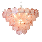 Люстра с каскадом из круглых розовых стеклянных дисков Pink Light Waterfall варинант исполнения - 5 | Loft Concept в Брянске