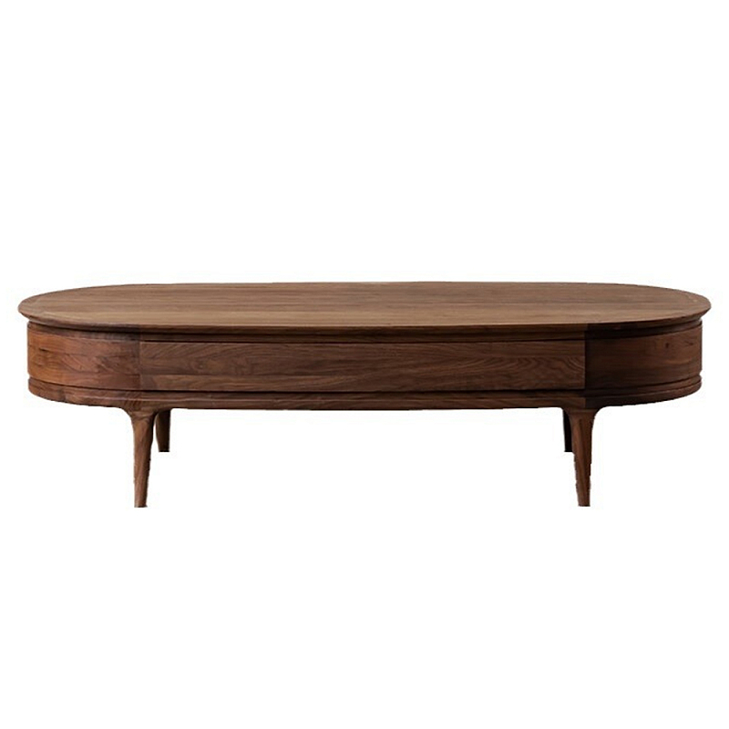 Кофейный стол овальный из дерева с 2-мя ящиками Coffee Walnut Table Орех в Брянске | Loft Concept 