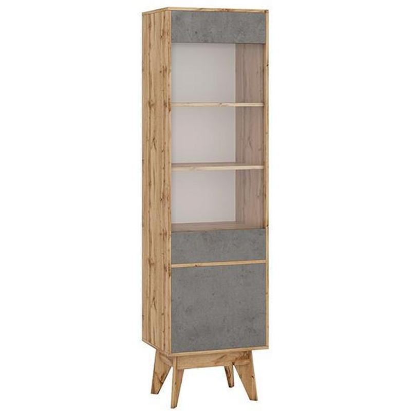 Шкаф-витрина с фасадом цвета серый бетон и стеклянной дверкой Grace of Furniture Серый бетон Прозрачный Древесина Шкаф-витрина с фасадом цвета серый бетон и стеклянной дверкой Grace of Furniture Серый бетон Прозрачный Древесина в Брянске | Loft Concept