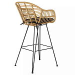 Стул барный с ротанговым плетением Half Bar Chair with Wicker с подлокотниками варинант исполнения - 4 | Loft Concept в Брянске