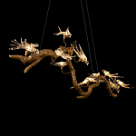 Люстра подвесная линейная с прозрачными стеклянными птичками на ветвях Serip Voa варинант исполнения - 9 | Loft Concept в Брянске