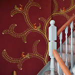 Обои с вышивкой ручной работы Fyodor Original colourway on Merlot linen варинант исполнения - 2 | Loft Concept в Брянске