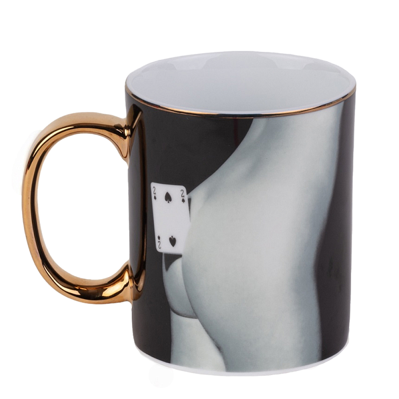 Кружка Seletti Two of Spades Черный Золотой Серый Кружка Seletti Two of Spades Черный Золотой Серый в Брянске | Loft Concept