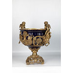 Чаша темно-синего цвета с фигурками ангелов и рельефным декором Eden Garden porcelain and bronze варинант исполнения - 1 | Loft Concept в Брянске