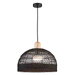 Подвесной светильник с округлым абажуром из черного ротанга Wicker Furniture варинант исполнения - 1 | Loft Concept в Брянске