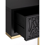 Приставной столик с резным узором на выдвижном ящике Black Table Carved Pattern варинант исполнения - 3 | Loft Concept в Брянске