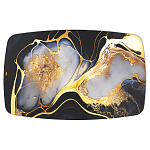 Обеденный стол с прямоугольной черно-золотой столешницей из стекла на 4-х металлических ножках Gold and Black Marble варинант исполнения - 2 | Loft Concept в Брянске