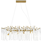 Люстра подвесная прямоугольная с бронзовыми акцентами и прозрачными стеклянными каплями Droplet Chandelier варинант исполнения - 1 | Loft Concept в Брянске
