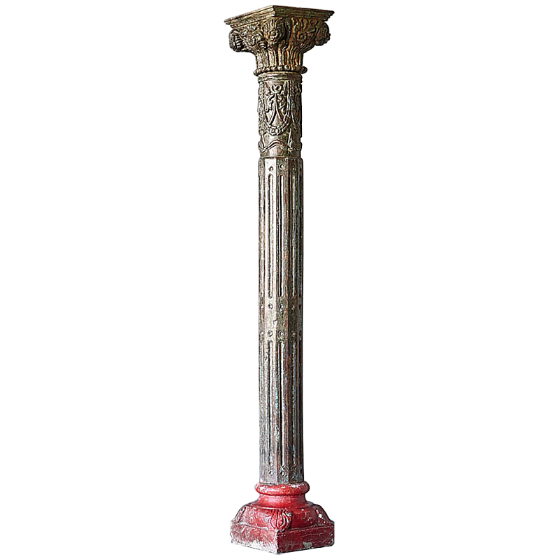 Антикварная колонна из тикового дерева Surat Antique Column Green Red Античный зеленый Бирюзовый Коричневый Красный Мульти Антикварная колонна из тикового дерева Surat Antique Column Green Red Античный зеленый Бирюзовый Коричневый Красный Мульти в Брянске | Loft Concept