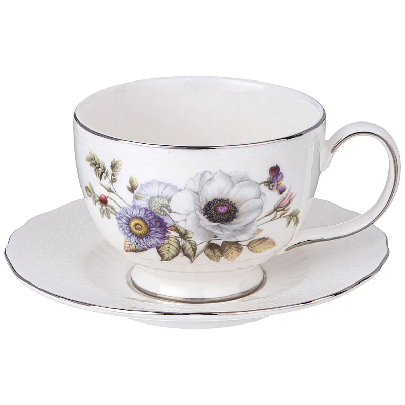 Чайная пара из фарфора с рисунком цветов Garden Whisper Porcelain Set Белый Мульти Чайная пара из фарфора с рисунком цветов Garden Whisper Porcelain Set Белый Мульти в Брянске | Loft Concept