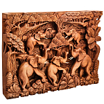 Панно из дерева пять слонов Panel With Animals варинант исполнения - 2 | Loft Concept в Брянске