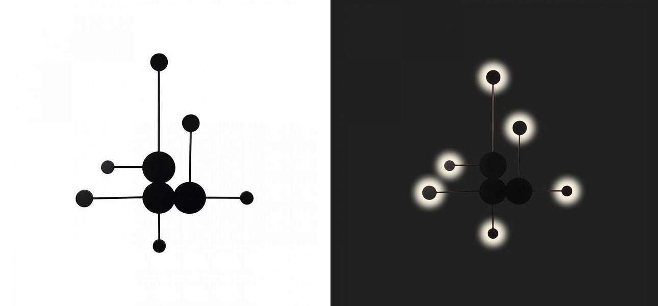 Бра Лофт Vibia Pin Wall Light 6 плафонов Черный цвет Бра Лофт Vibia Pin Wall Light 6 плафонов Черный цвет - Loft-Concept в Брянске