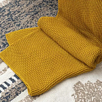 Плед из хлопка жемчужной вязки горчичного цвета Waffle Comfort варинант исполнения - 6 | Loft Concept в Брянске