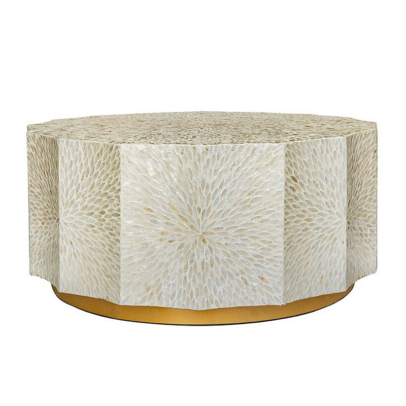 Стол кофейный с отделкой раковинами устриц Coastal Charm Бежевый в Брянске | Loft Concept 