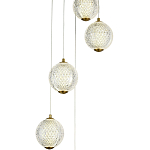 Каскадная люстра с 5-ю плафонами из акрила в виде шара Felice Chandelier Brass варинант исполнения - 2 | Loft Concept в Брянске