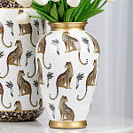 Ваза белая овальная с рисунком леопардов и золотыми акцентами LEOPARD Collection варинант исполнения - 4 | Loft Concept в Брянске