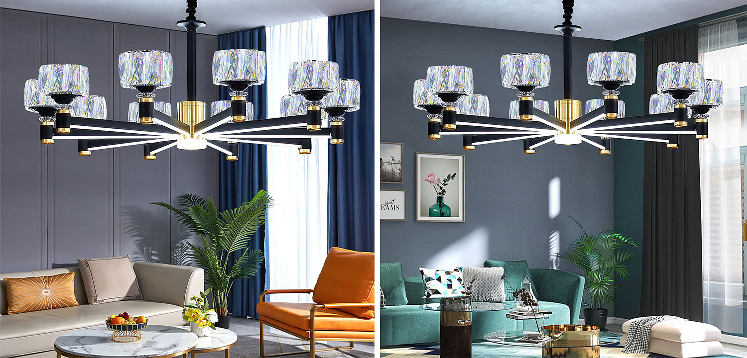 Дизайнерская Люстра 10 хрустальных плафонов Crystal Shades Chandelier Дизайнерская Люстра 10 хрустальных плафонов Crystal Shades Chandelier - Loft-Concept в Брянске