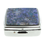 Таблетница карманная квадратная c 2-мя отделениями с зеркалом и накладкой из натурального камня Лазурит Silver Stone Pillboxes варинант исполнения - 3 | Loft Concept в Брянске