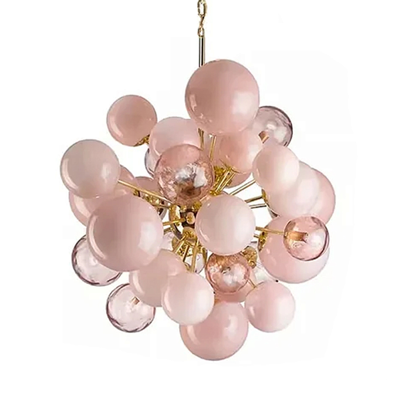 Люстра розовые шары на золотом каркасе Pink Light Bubbles Розовый Люстра розовые шары на золотом каркасе Pink Light Bubbles Розовый в Брянске | Loft Concept