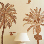 Обои с вышивкой ручной работы Deco Palms Raffia on linen варинант исполнения - 1 | Loft Concept в Брянске