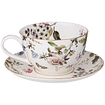 Чайный сервиз из фарфора белый с рисунком цветов на 6 персон 14 предметов Garden Whisper Porcelain Set  варинант исполнения - 1 | Loft Concept в Брянске