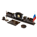 Настольный письменный набор с часами из природного камня обсидиана  Gift for Manager варинант исполнения - 2 | Loft Concept в Брянске