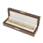 Ручка шариковая металлическая с гравировкой и красным фианитом в деревянной коробке Metal Pens варинант исполнения - 4 | Loft Concept в Брянске