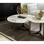 Столик журнальный с круглой мраморной столешницей Unique Stone Design варинант исполнения - 8 | Loft Concept в Брянске