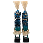 Комплект из 2-х деревянных статуэток Asmat Straw Headdress Statuettes Blue варинант исполнения - 5 | Loft Concept в Брянске
